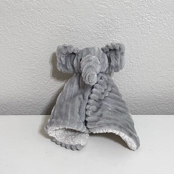 Mon Lapin Gray Elephant Security Blanket Lovey Plush Chenille Ribbed Sherpa - Picture 1 of 10